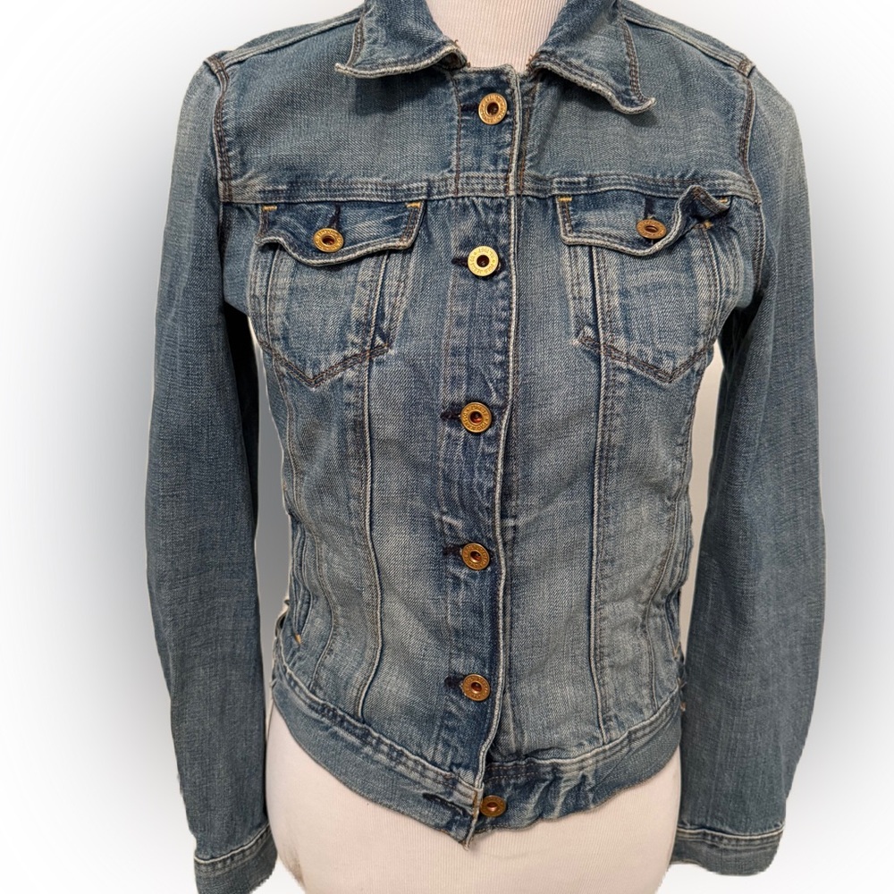 Polo Jeans Co. Ralph Lauren Black Label Distressed Blue Denim Jacket. Size Small